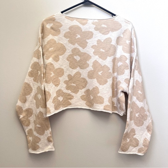 Promesa Flower Box Floral Cropped Knit Sweater Size Small - Picture 5 of 9